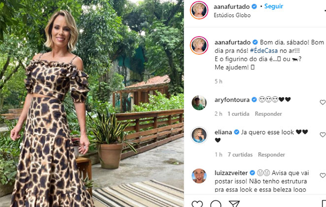 Ana Furtado impactou seguidores anônimos e famosos com look de oncinha 