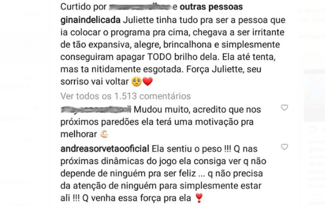 Andréa Sorvetão deu uma injeção de ânimo em Juliette 