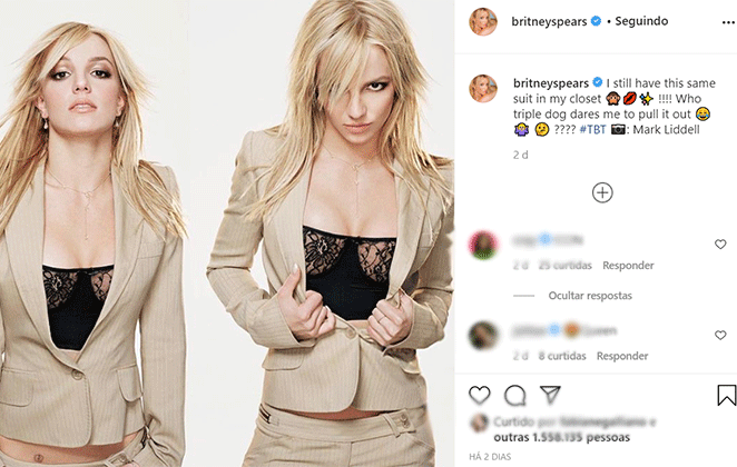 Britney Spears mostra modelito antigo, ainda guardado em seu closet