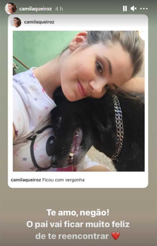 Camila Queiroz se despede de seu amigo canino