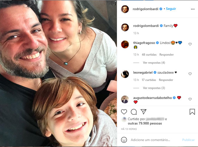 Rodrigo Lombardi com a família em foto rara