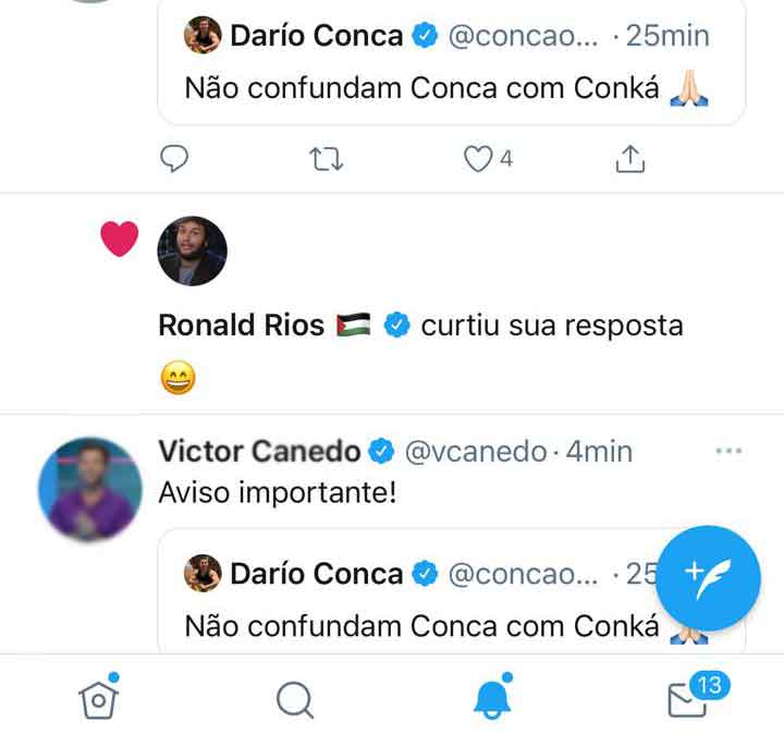 Ronald Rios reage ao post do jogador Conca