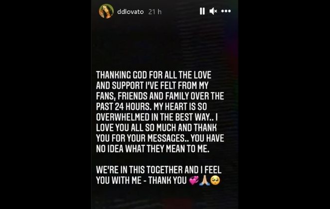Demi Lovato agradece apoio dos fãs após declarações polêmicas