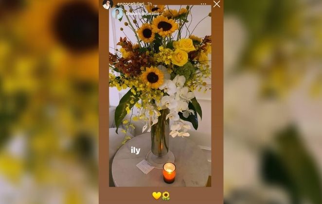 Enzo Celulari compartilha foto de flores enviadas a Bruna Marquezine 