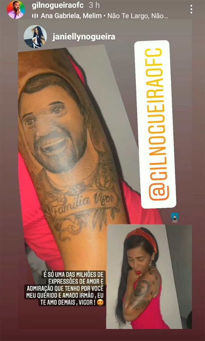 Irmã de Gil faz tatuagem em homenagem ao irmão