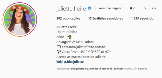 Juliette está bombando de seguidores