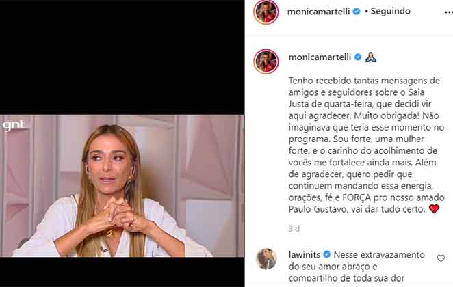 Monica Marteli chora e fala sobre o medo de perder Paulo Gustavo