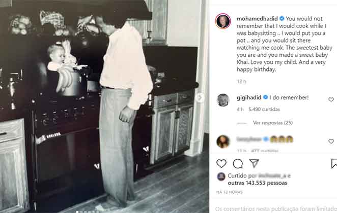Pai de Gigi Hadid homenageia a filha em dia de aniversário