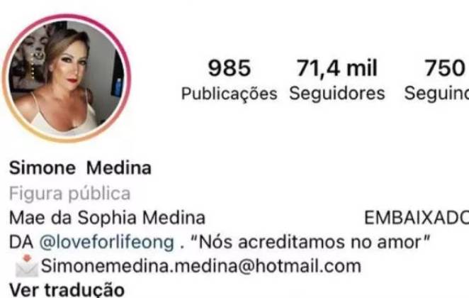 Simone Medina tira nome dos filhos das redes sociais