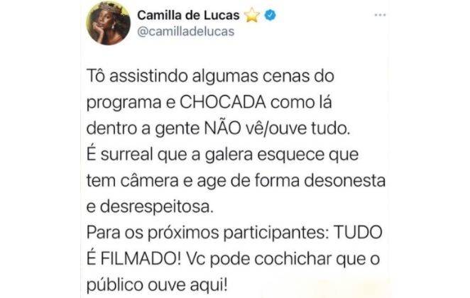 Camilla de Lucas desabafa no Twitter