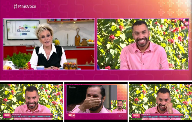 Gilberto usou a camisa rosa no Mais Você, da TV Globo