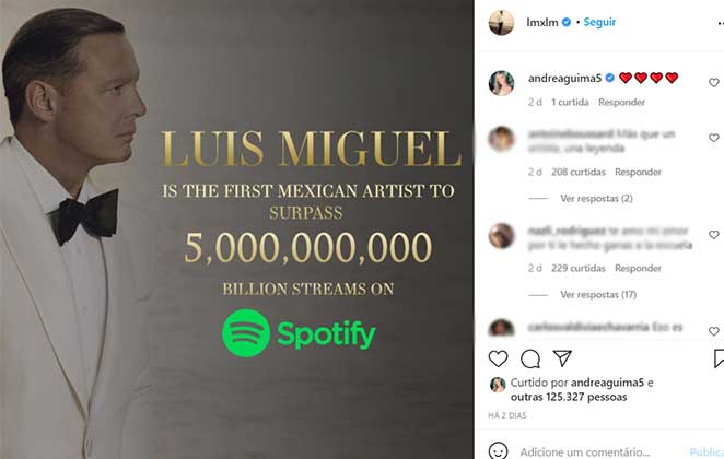 Luis Miguel conquistando bilhões no Spotify
