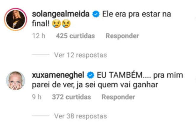Xuxa Meneghel se decepciona com a reta final do BBB21 