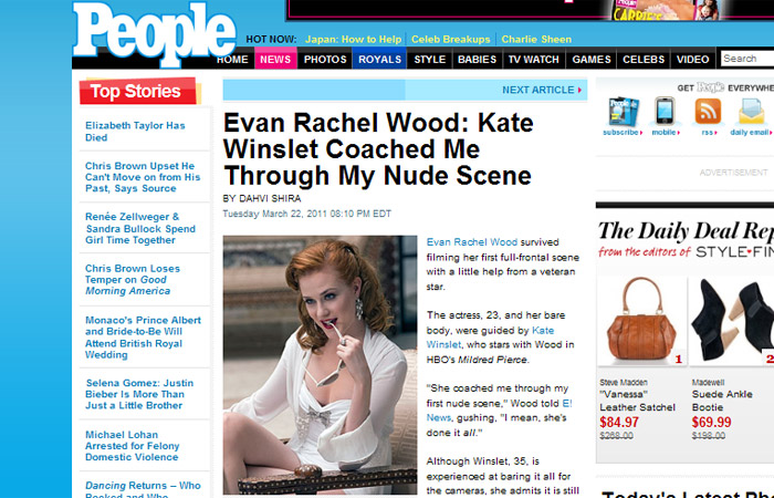 Kate Winslet Ajudou Evan Rachel Wood A Encarar Cenas De Nudez Ofuxico 