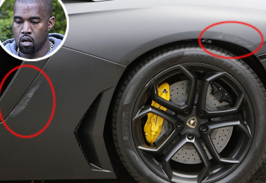 Mecânico risca Lamborghini de Kanye West - OFuxico