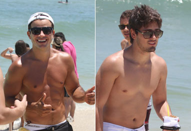 Anderson Di Rizzi e Daniel Rocha tomam açaí na praia - OFuxico