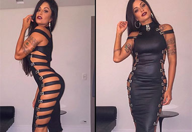 EGO - Com vestido ousado, Aline Riscado vai a cassino em Las Vegas