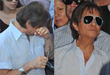 Emocionado Roberto Carlos acompanha enterro de sua filha Ana Paula
