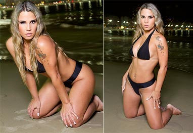 Taty Princesa faz pose de biquíni em ensaio na praia