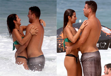 Ronaldo e Paula Morais na praia