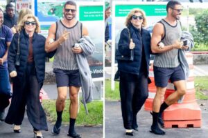 Debora Bloch e Cauã gravam 'Vale Tudo' no heliponto da Lagoa, no RJ