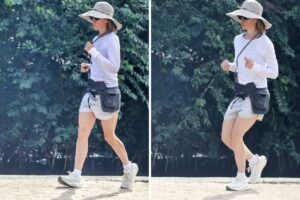 Fernanda Torres faz corrida matinal em Ipanema