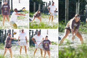Cauã Reymond joga vôlei com a filha, Sofia