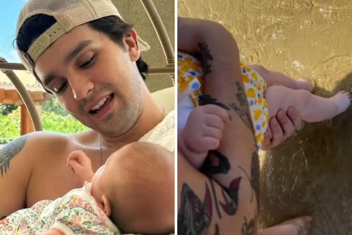 Luan Santana leva Serena pela primeira vez à praia