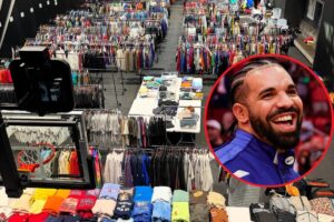 Drake transforma quadra de basquete em closet