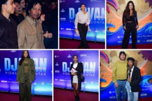 Djavan e famosos na estreia do musical