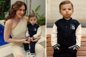 Claudia Raia e o filho Luca