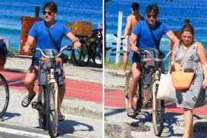 Bruno de Luca de bicicleta na orla