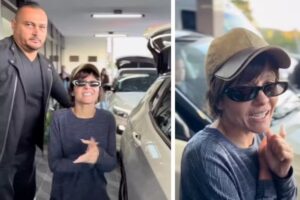 Maiara desembarca no aeroporto