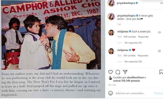Priyanka Chopra relembrou o pai, o Dr. Ashok Chopra, que morreu em 2013 após lutar contra o câncer. A atriz prestou uma homenagem ao pai em seu aniversário de morte na quinta-feira, 10 de junho de 2021