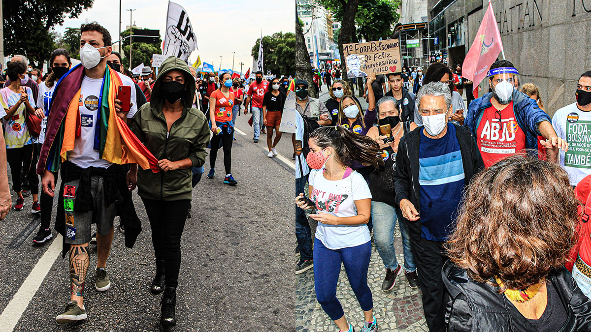 Samantha Schmütz e Chico Buarque participam de ato anti Bolsonaro