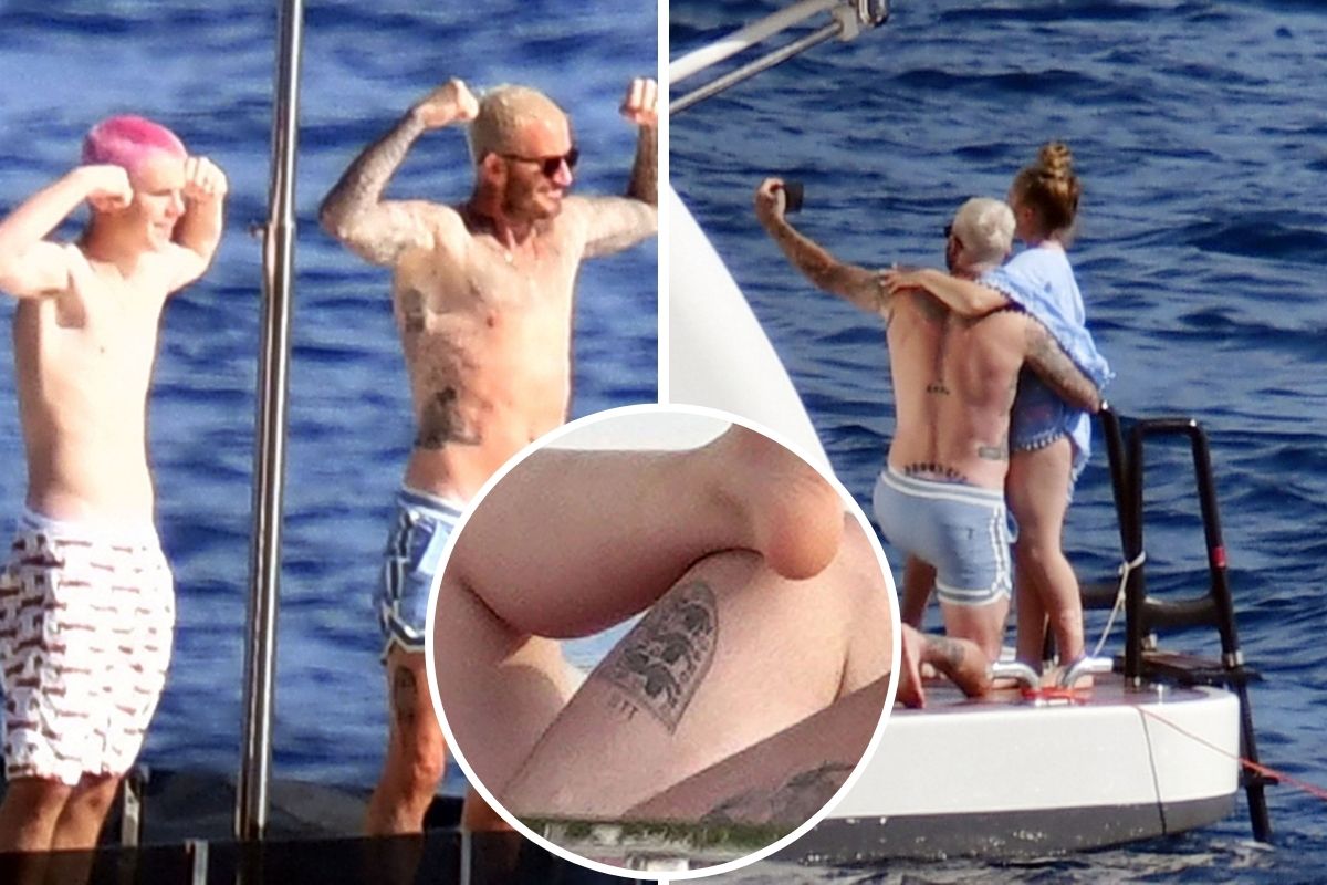 David Beckham mostra nova tatuagem durante passeio de iate