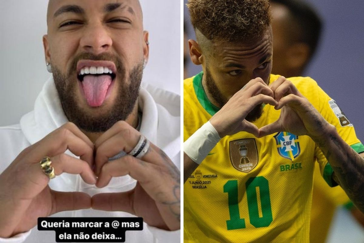 Neymar faz coração com as mãos em duas oportunidades