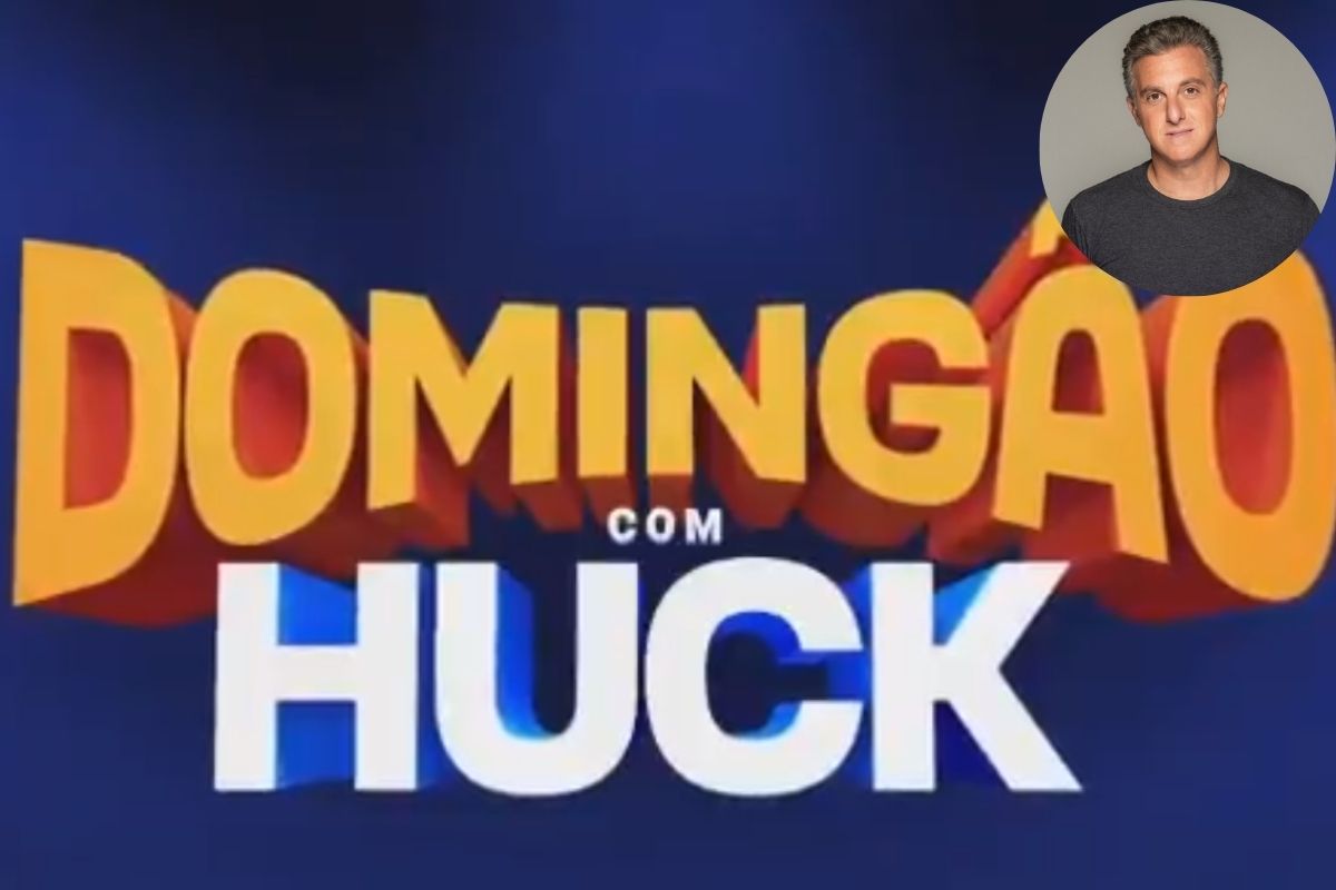 Foto de Luciano Huck e logo do programa Domingão do Huck