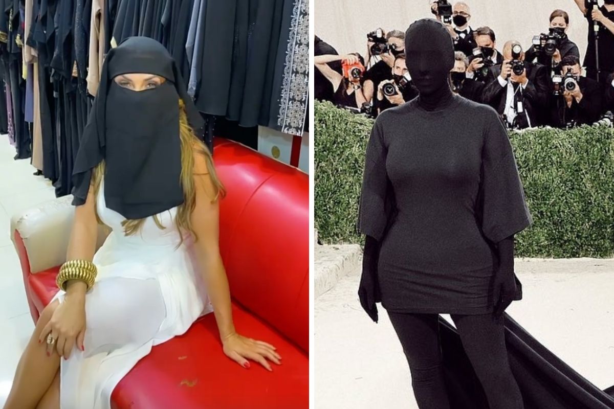 Como Kim Kardashian. Nicole Bahls usa traje típico em Dubai