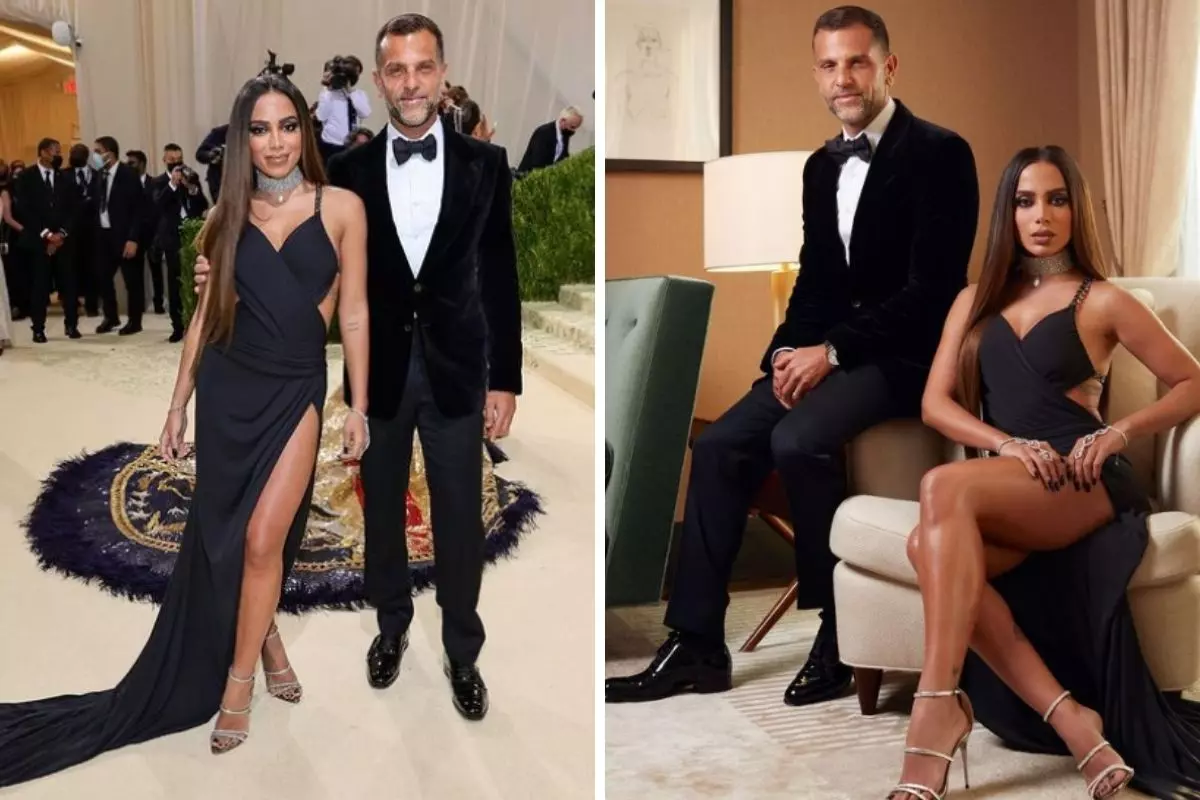 Anitta e Alexandre Birman em trajes de gala