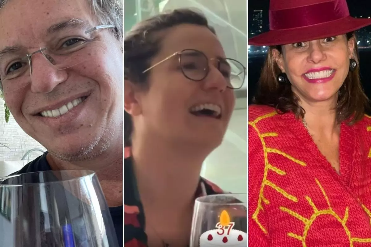 Fotomontagem com cliques de Boninho, Marianna e Narcisa Tamborindeguy