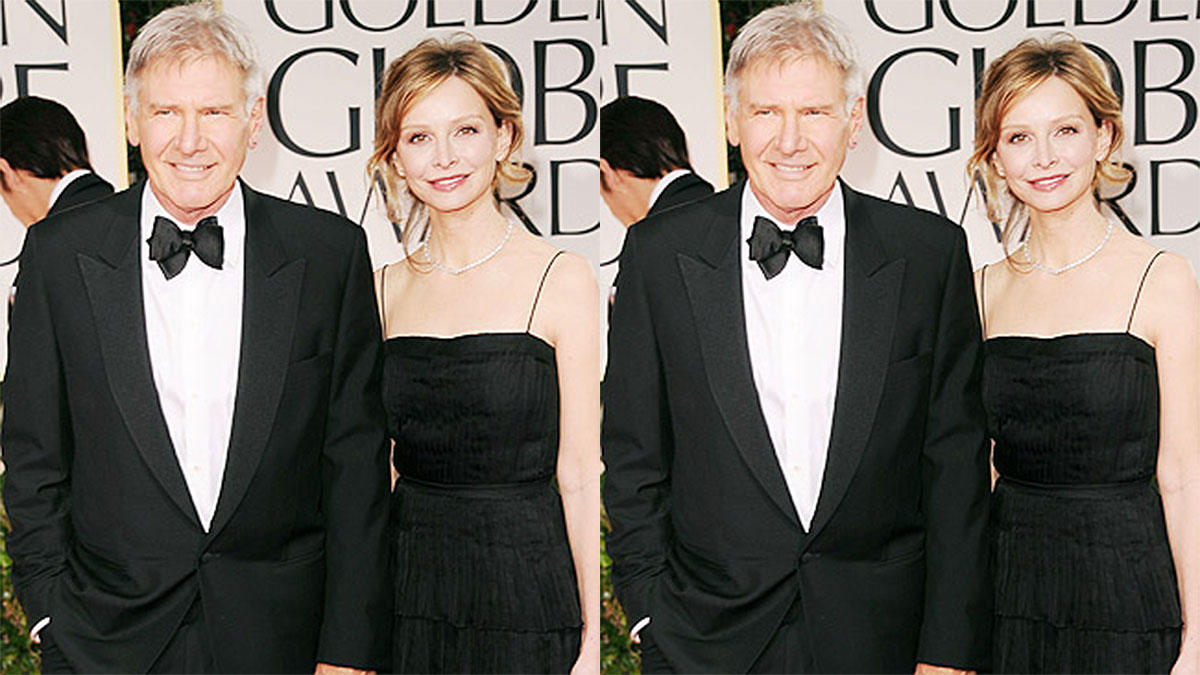 Harrison Ford e Calista Flockhart, com trajes de gala em cerimônia do Oscar