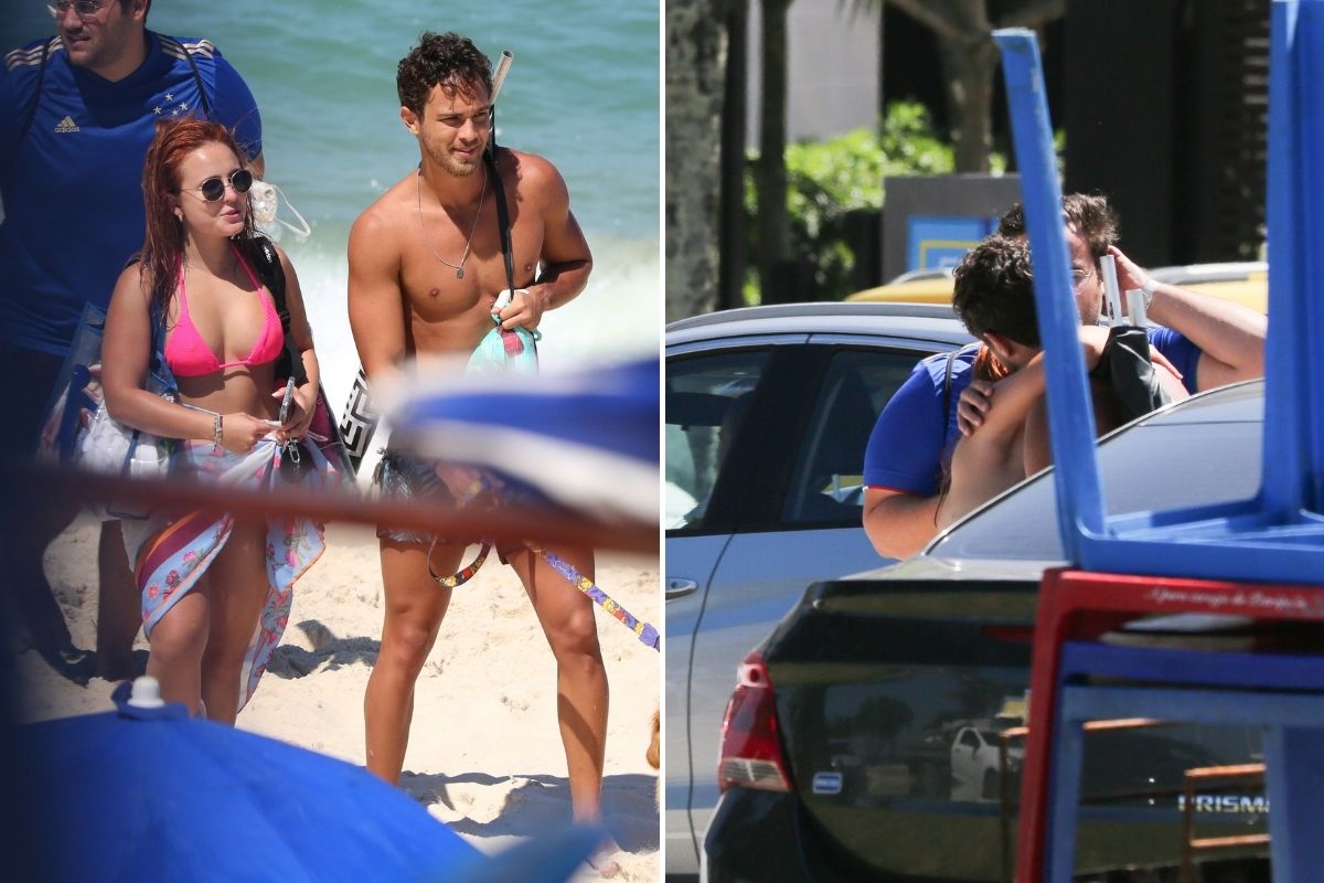 Larissa Manoela e André Luiz Frambach juntos em praia do Rio de Janeiro