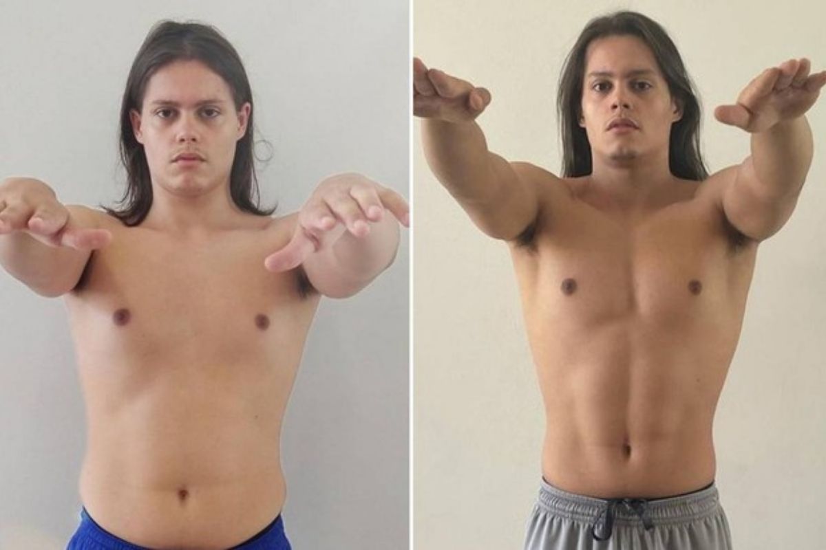 Lucas Cardi Rangel mostrando as mudanças no corpo