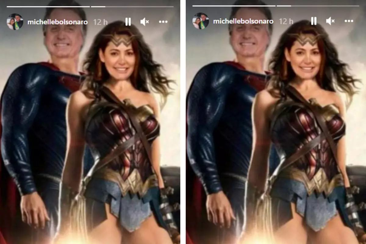 Michelle vira Mulher-Maravilha e Bolsonaro surge de Super-Homem