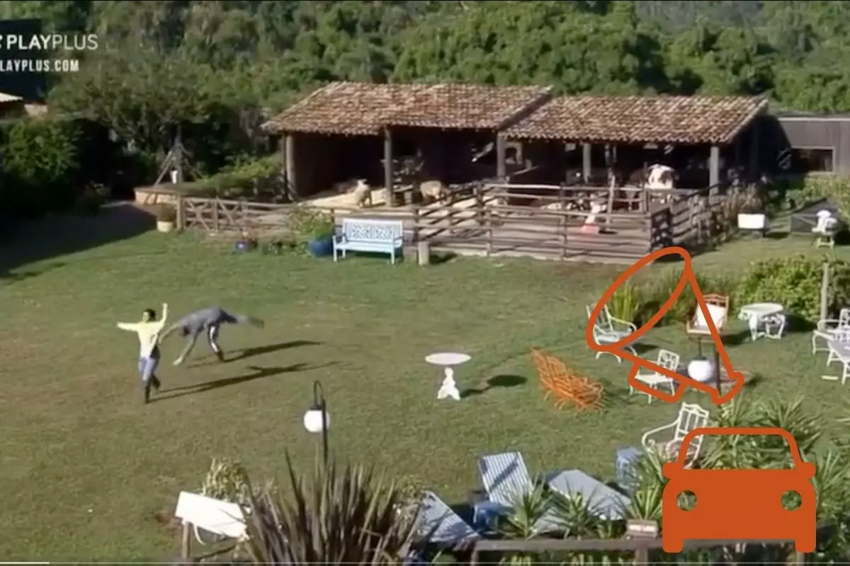 Peões na área externa do reality