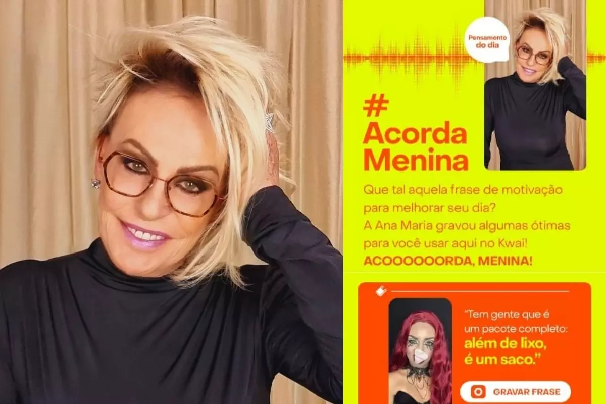 Ana Maria Braga e divulgação de desafio no Kwai