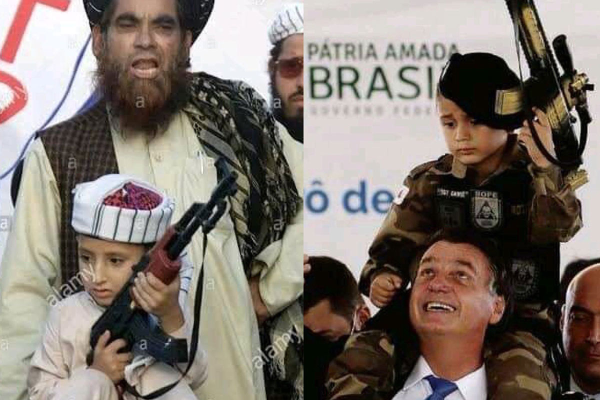 Fotomontagem Jair Bolsonaro e membro do Talibã