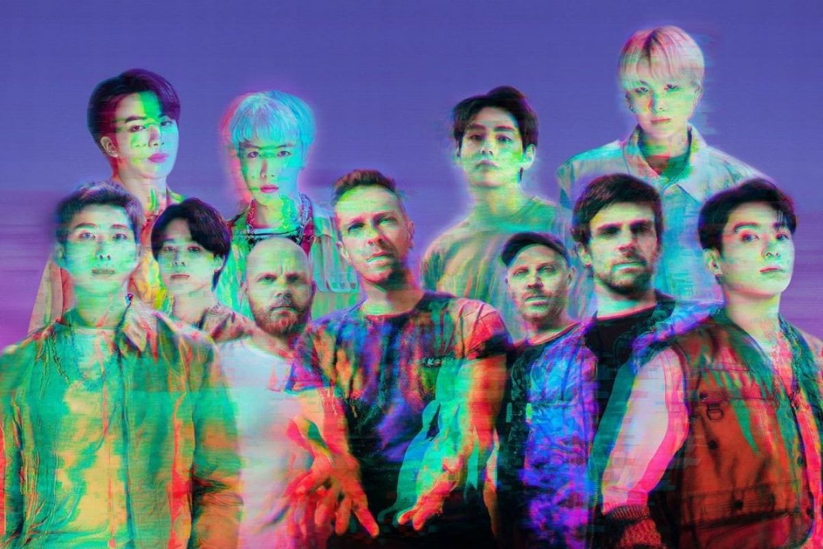 BTS e Coldplay e foto de divulgação de 'My Universe'