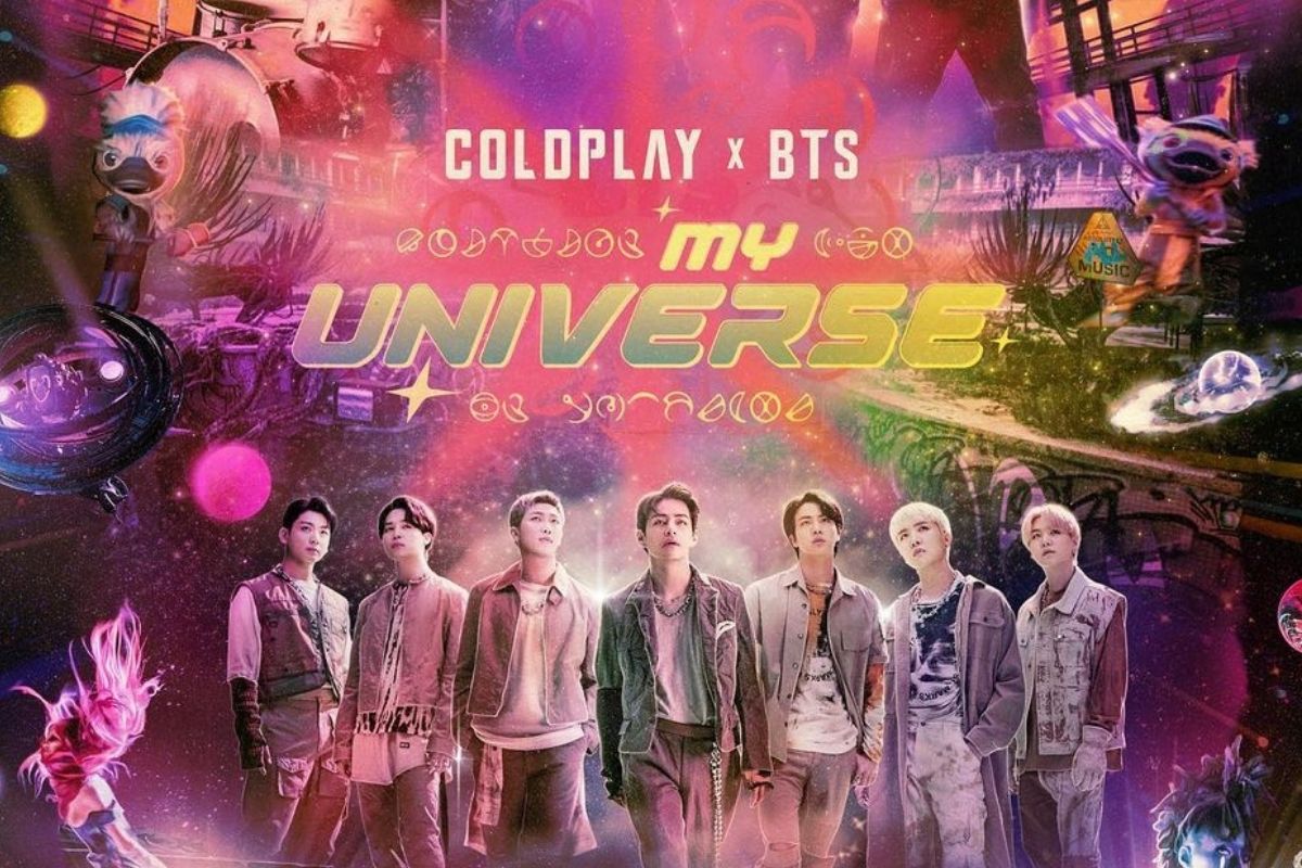 Capa de divulgação da música My Universe, parceria de Coldplay e BTS